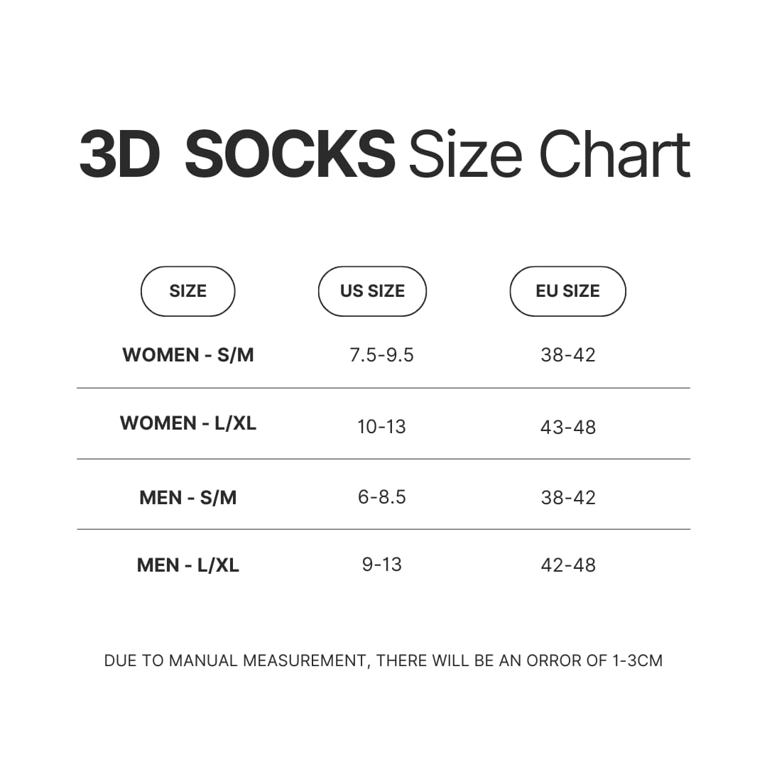 3D Socks Size Chart - Curious George Store