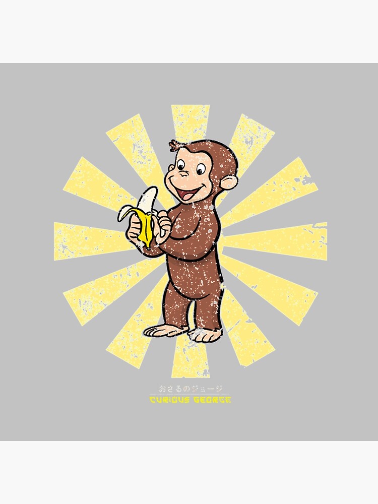 Vintage Curious George Retro Japanese Throw Pillow - Image 2