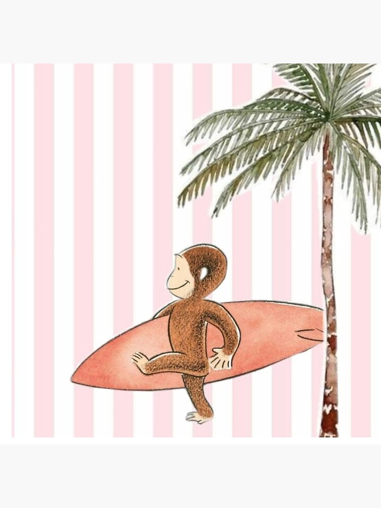 Cute Curious George Pink Girly Design Throw Pillow - Image 2