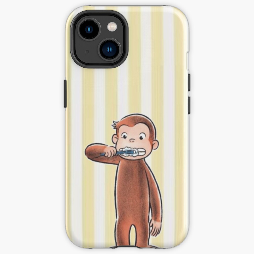 Cute Curious George Brushing His Teeth Iphone Case