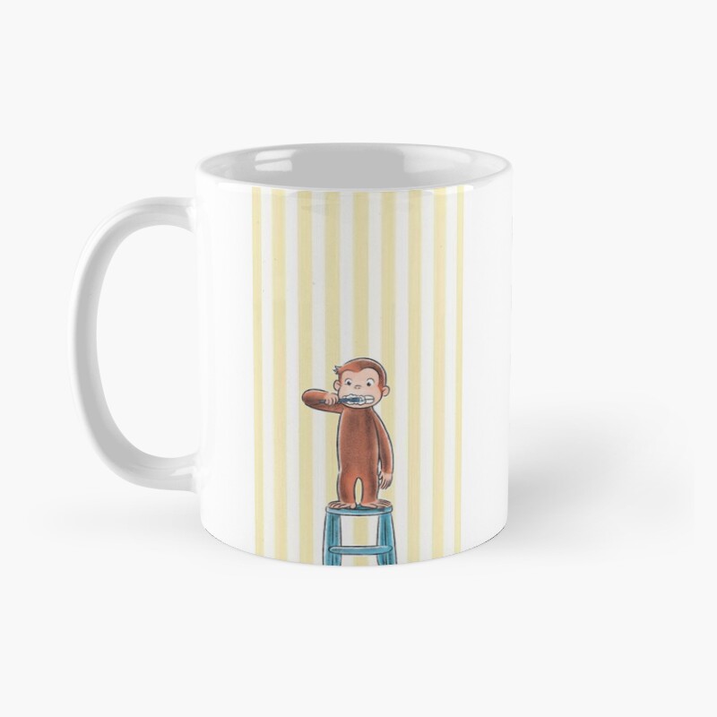 Cute Curious George Brushing His Teeth Mug - Image 2
