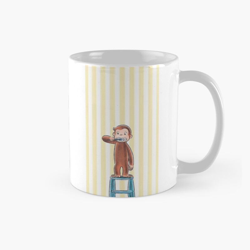 Cute Curious George Brushing His Teeth Mug