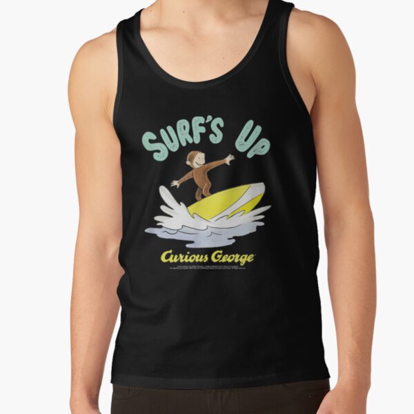 Funny Curious George Surfs Up Surfing Portrait Tank Top