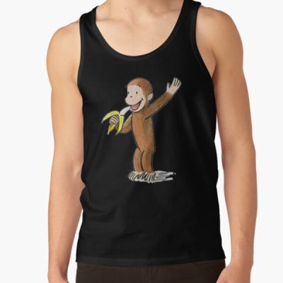 Cute Curious George Eating A Banana Tank Top
