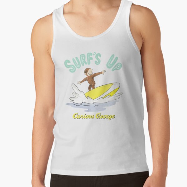 Funny Curious George Surfs Up Surfing Portrait Tank Top - Image 2