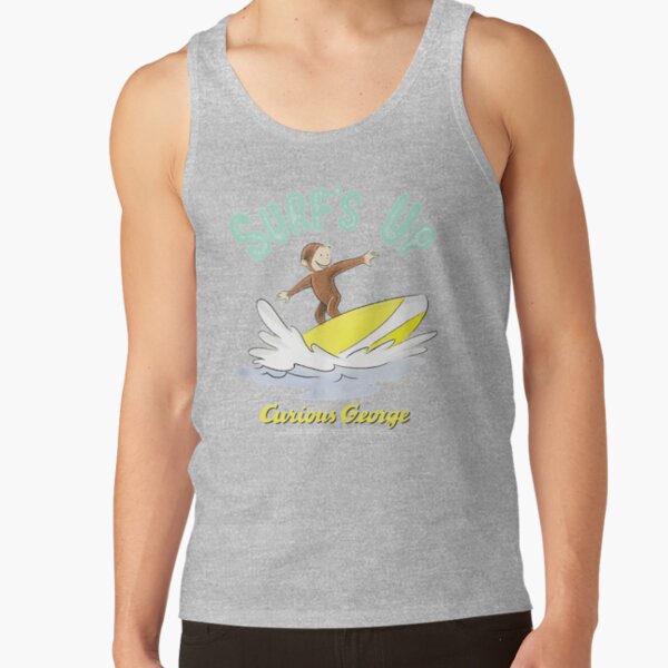 Funny Curious George Surfs Up Surfing Portrait Tank Top - Image 3