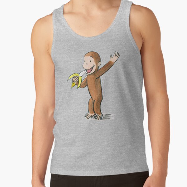 Cute Curious George Eating A Banana Tank Top - Image 3