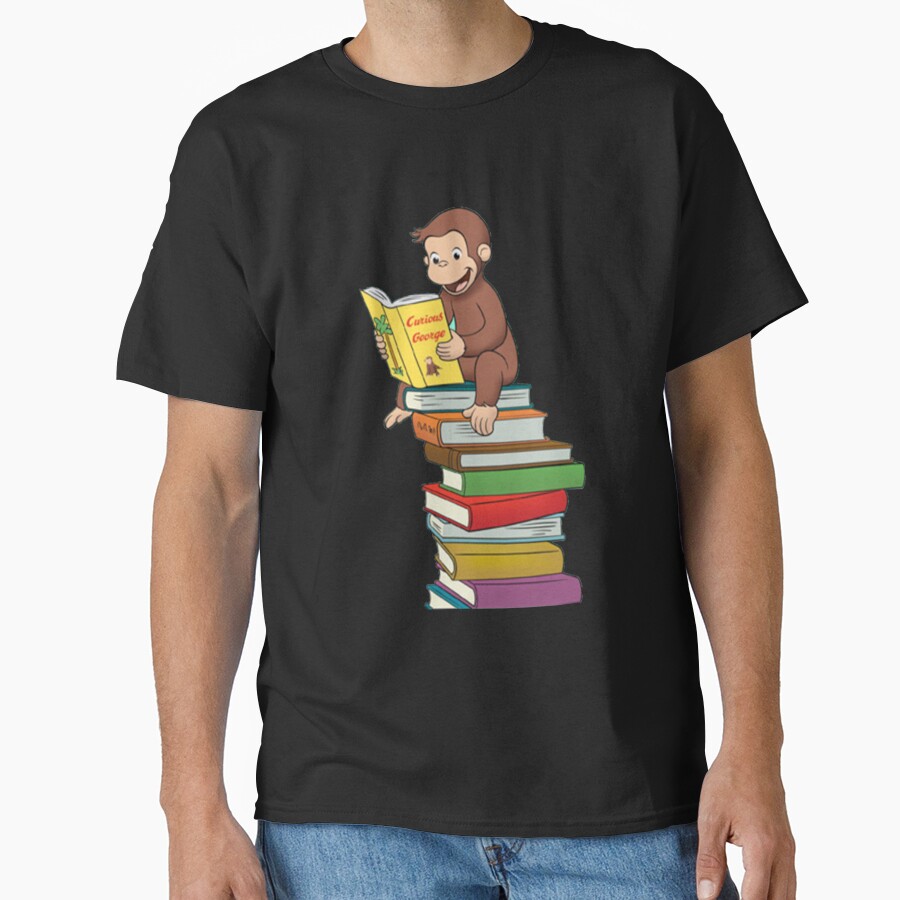 Classic Curious George Reading Book T-shirt - Image 2