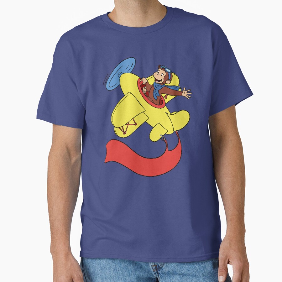 Cute Curious George In An Airplane T-shirt - Image 4