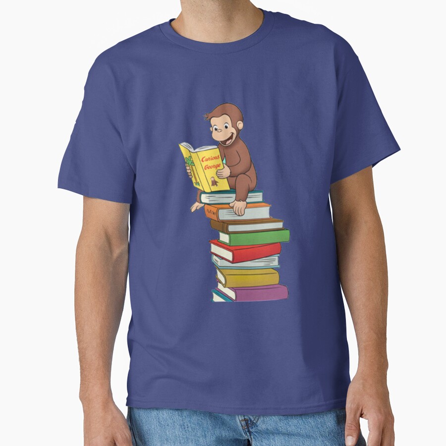 Classic Curious George Reading Book T-shirt - Image 4