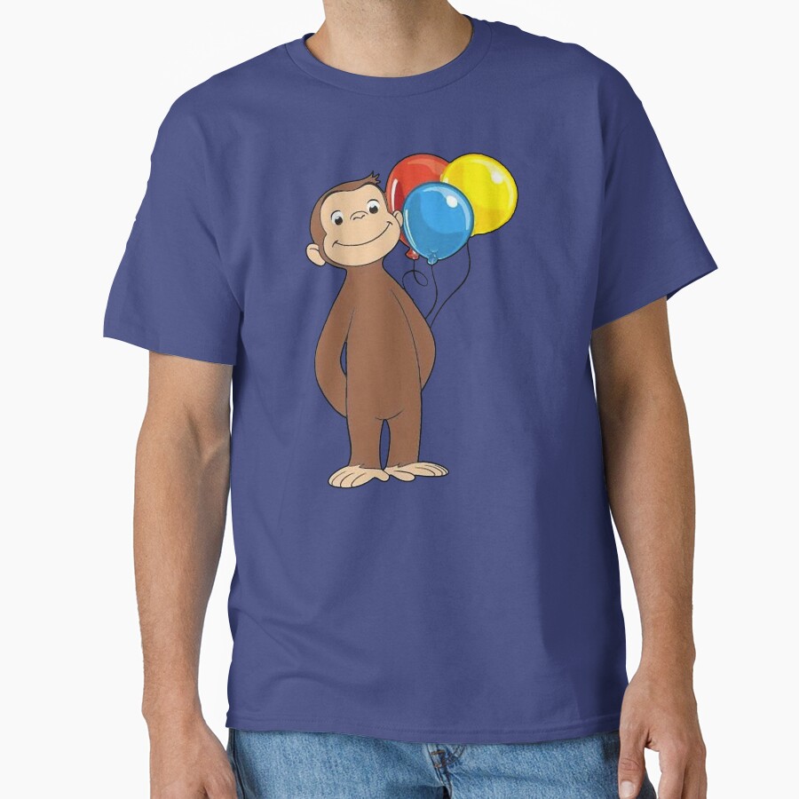 Happy Curious George With Balloons T-shirt - Image 4