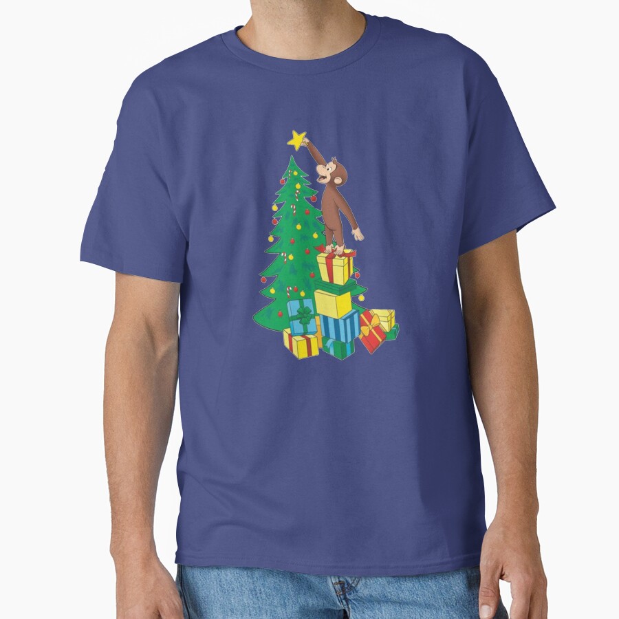 Cute Curious George Christmas Design T-shirt - Image 4