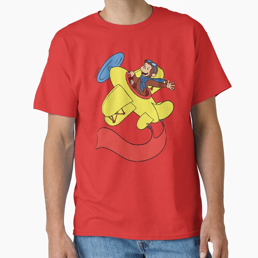 Cute Curious George In An Airplane T-shirt - Image 5