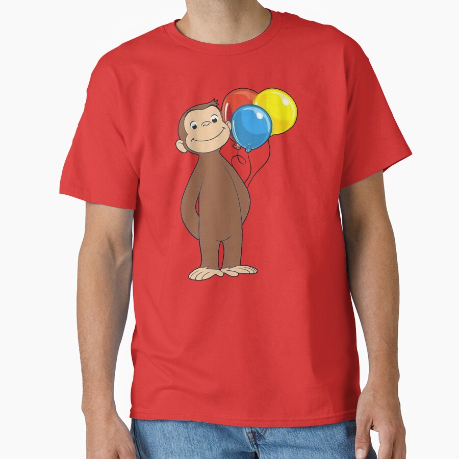Happy Curious George With Balloons T-shirt - Image 5