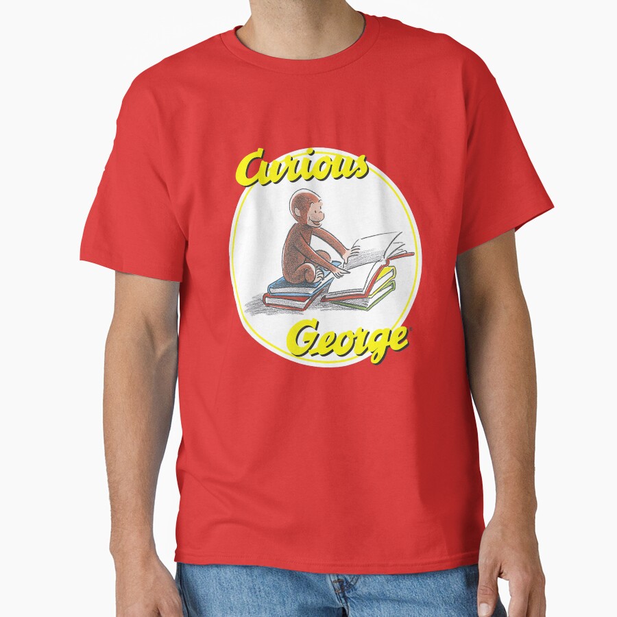Vintage Curious George Reading Poster T-shirt - Image 5