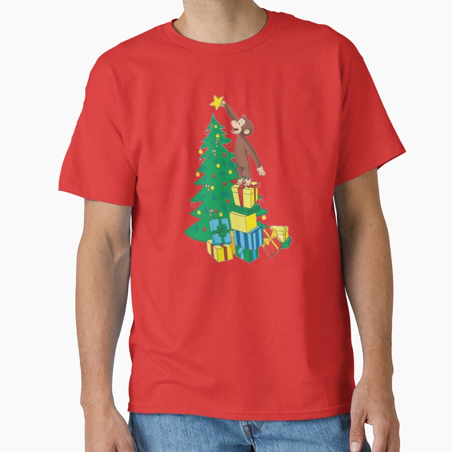 Cute Curious George Christmas Design T-shirt - Image 5