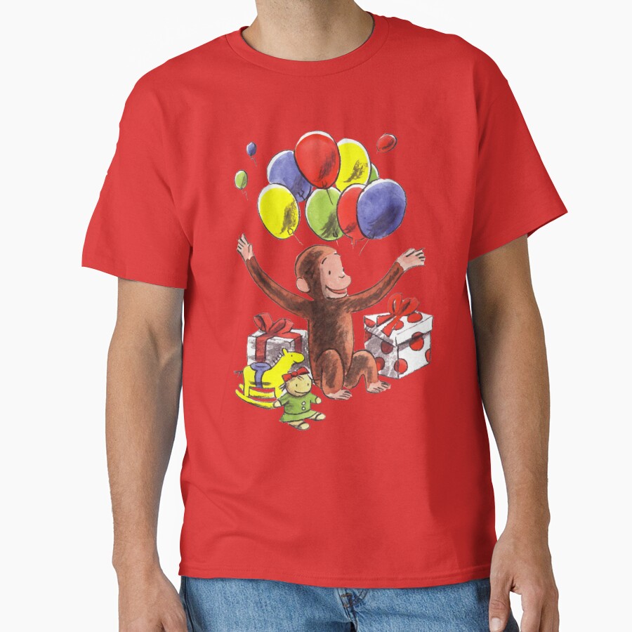 Happy Curious George Birthday Design T-shirt - Image 5
