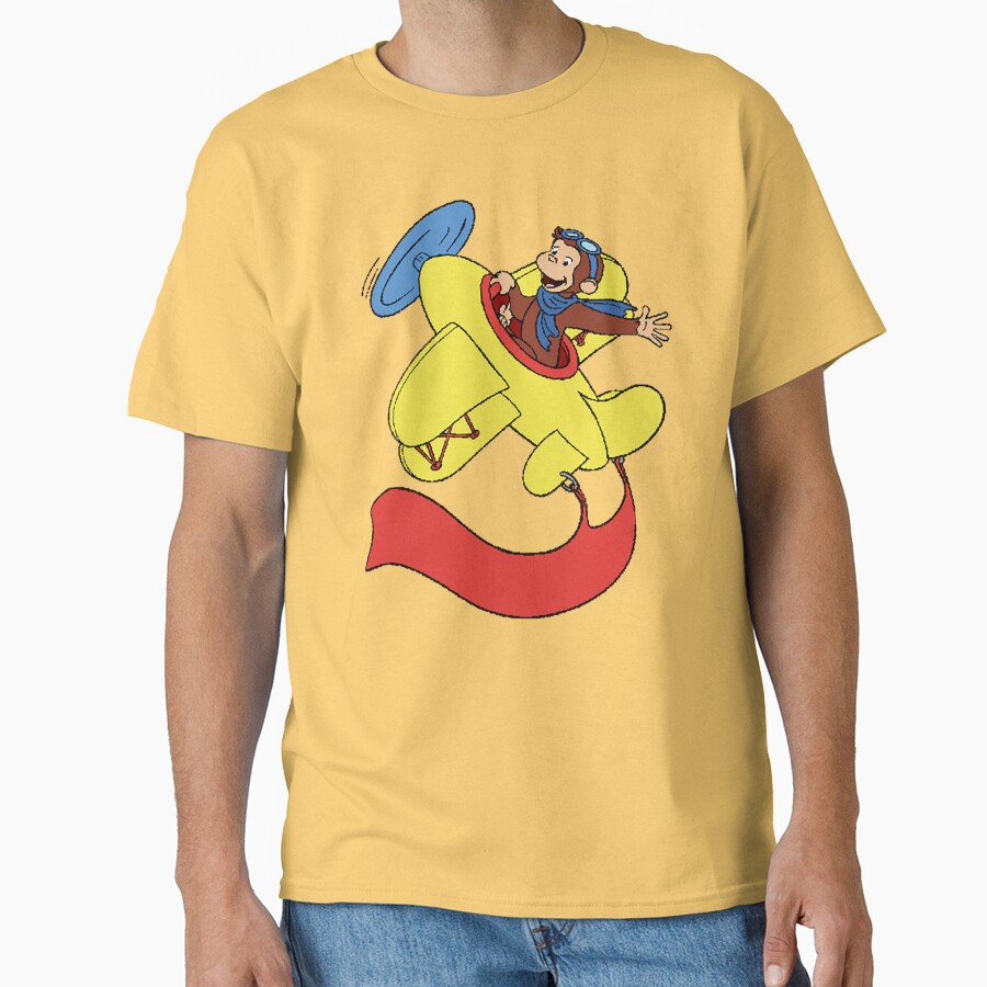 Cute Curious George In An Airplane T-shirt - Image 6