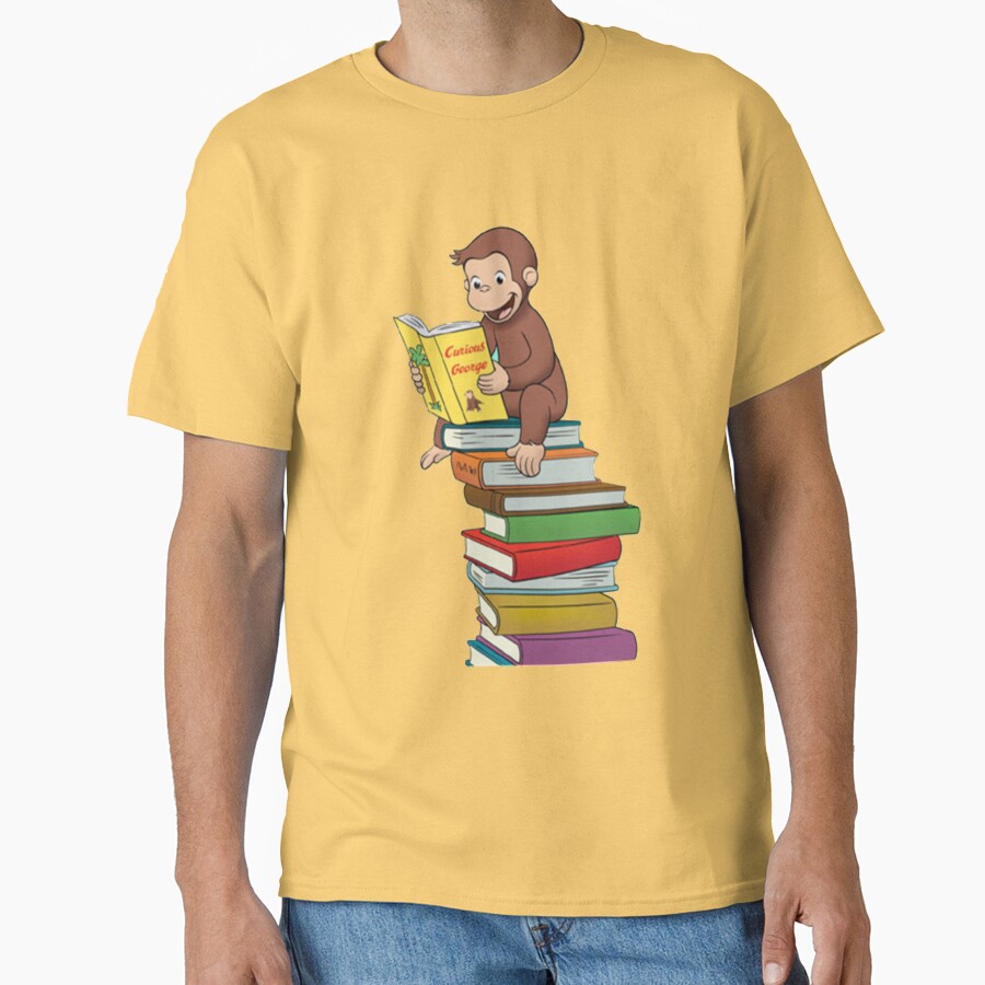 Classic Curious George Reading Book T-shirt - Image 6