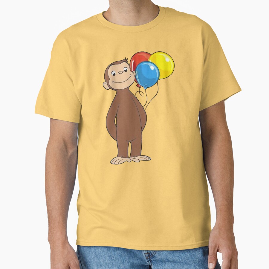 Happy Curious George With Balloons T-shirt - Image 6