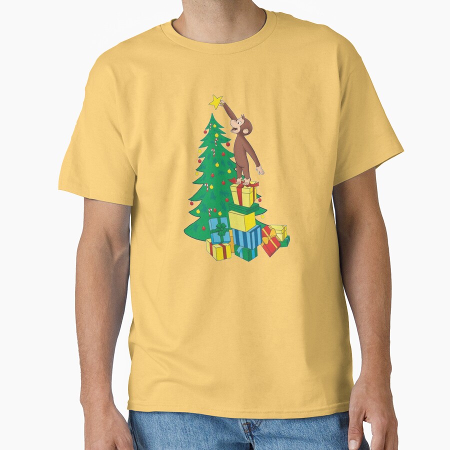Cute Curious George Christmas Design T-shirt - Image 6