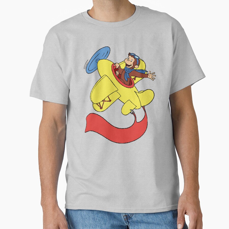 Cute Curious George In An Airplane T-shirt
