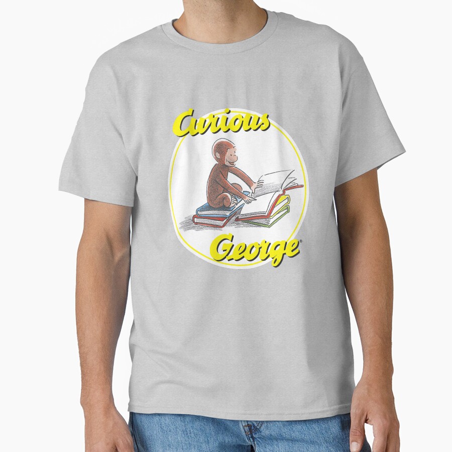 Vintage Curious George Reading Poster T-shirt - Image 3