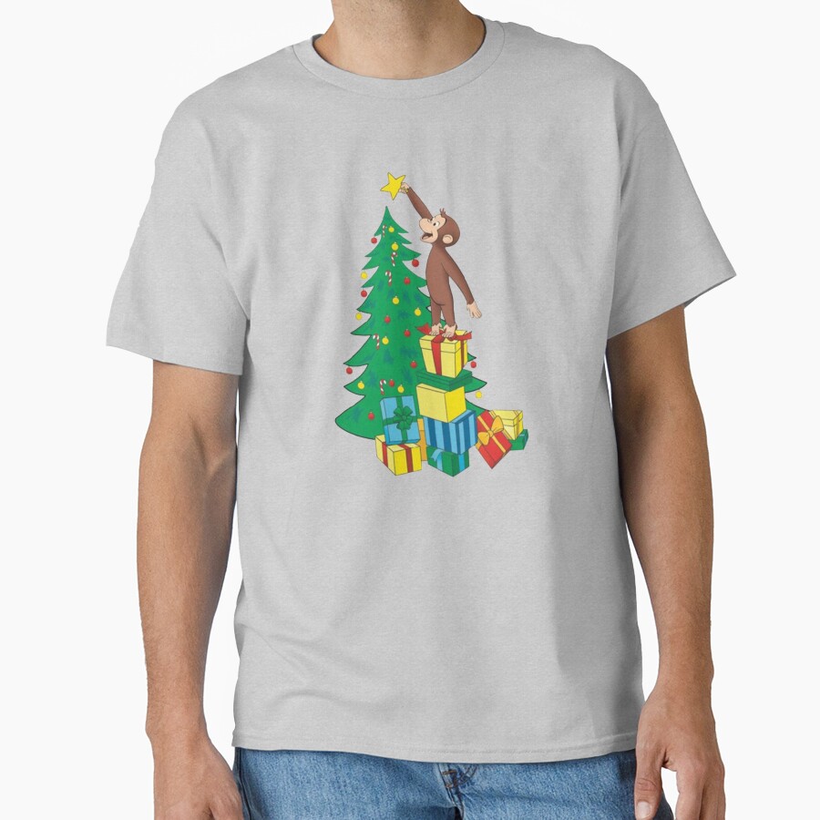 Cute Curious George Christmas Design T-shirt - Image 3