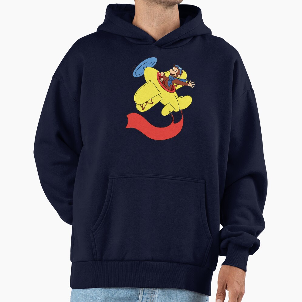 Cute Curious George In An Airplane Hoodie - Image 5