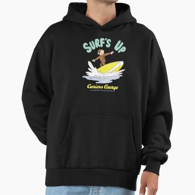 Funny Curious George Surfs Up Surfing Portrait Hoodie
