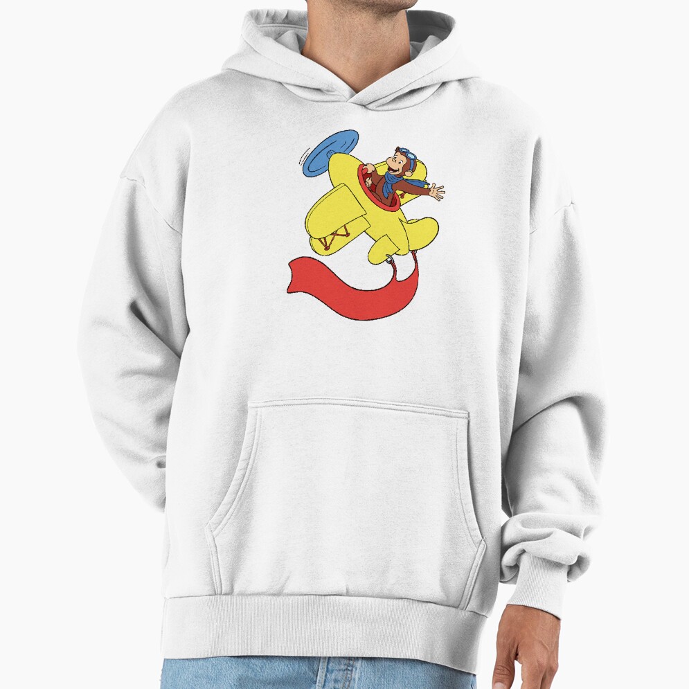 Cute Curious George In An Airplane Hoodie - Image 2