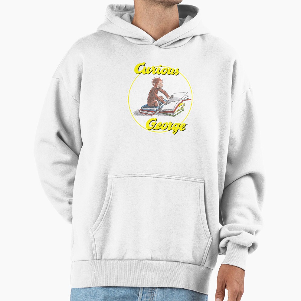 Vintage Curious George Reading Poster Hoodie - Image 2