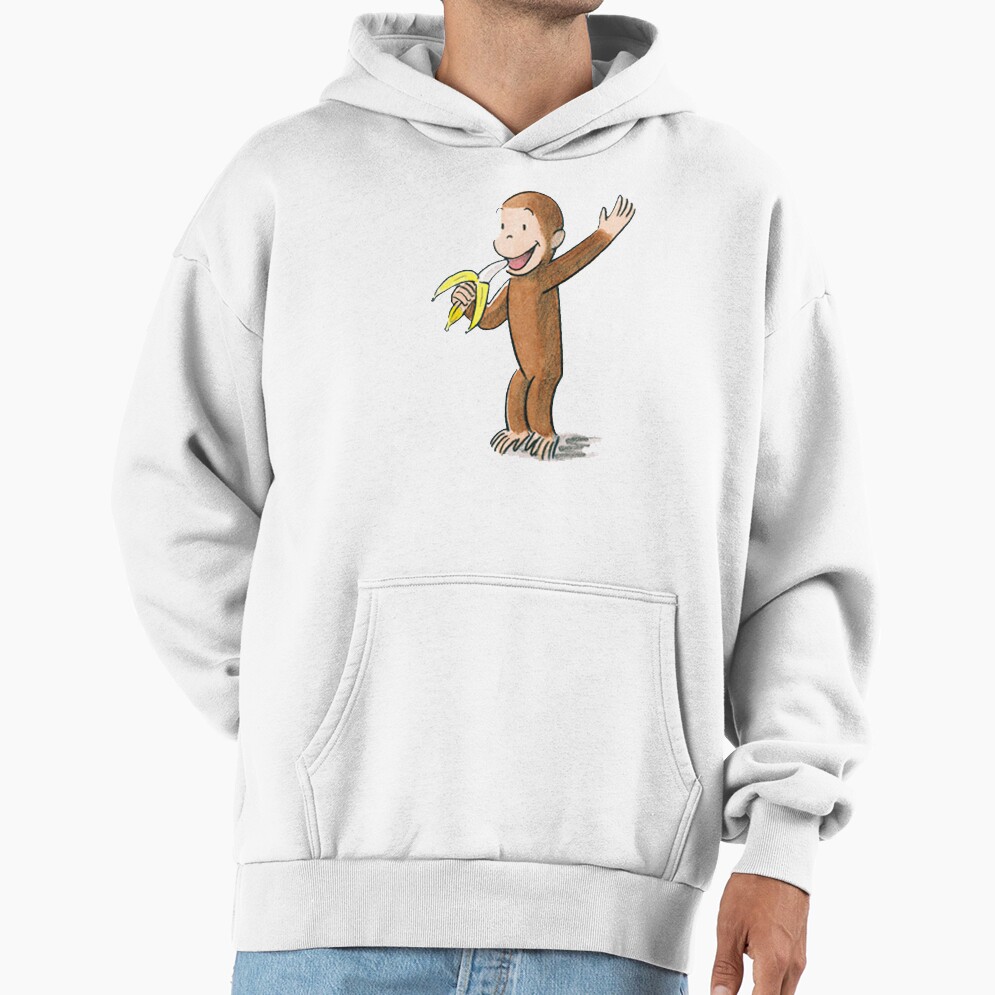 Cute Curious George Eating A Banana Hoodie - Image 2