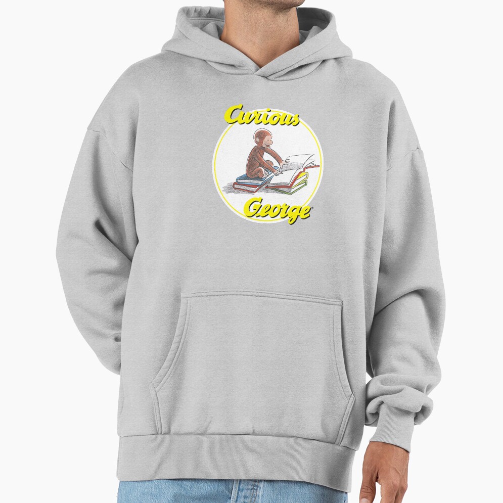 Vintage Curious George Reading Poster Hoodie - Image 4