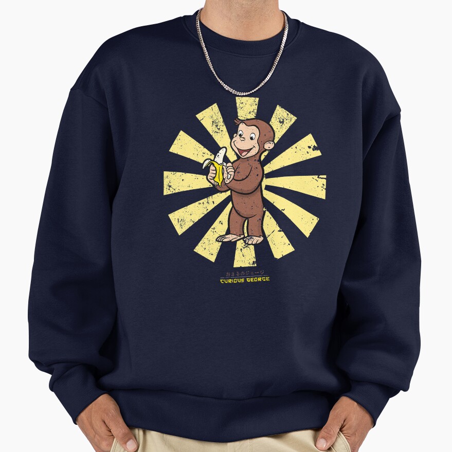 Vintage Curious George Retro Japanese Art Sweatshirt - Image 5
