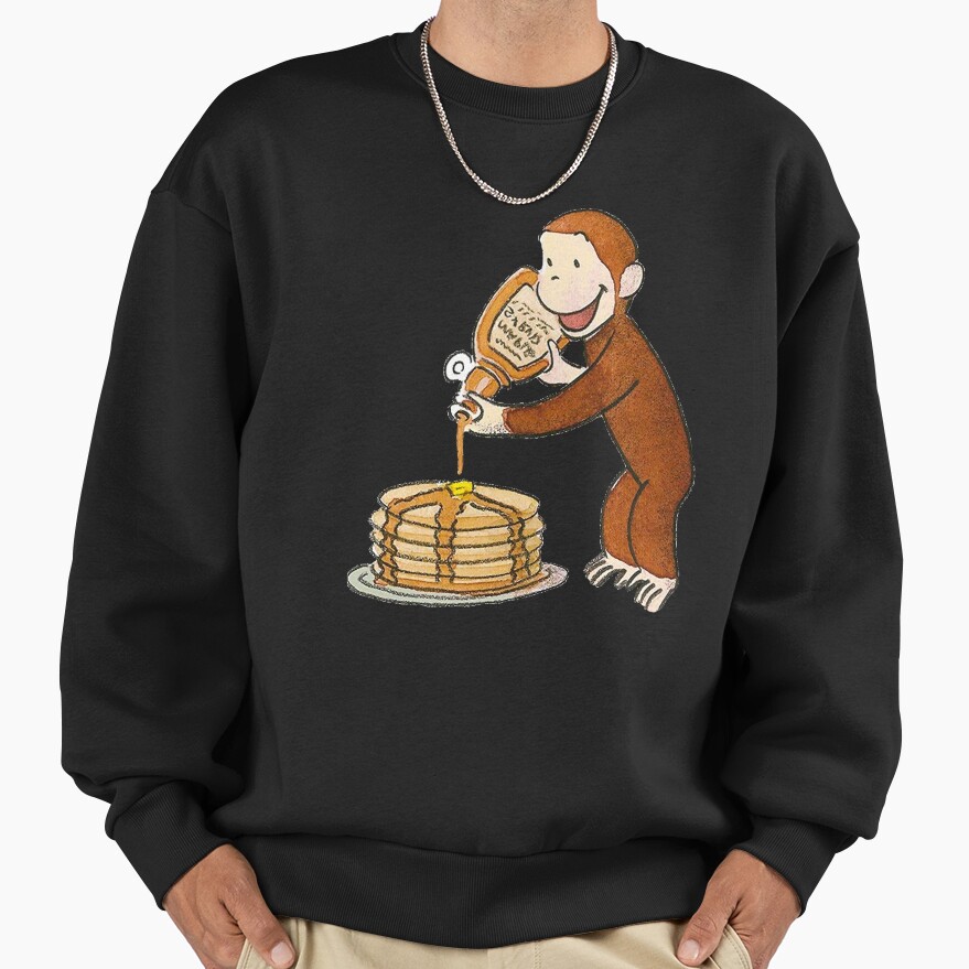 Cute Curious George Making Pancakes Sweatshirt - Image 3