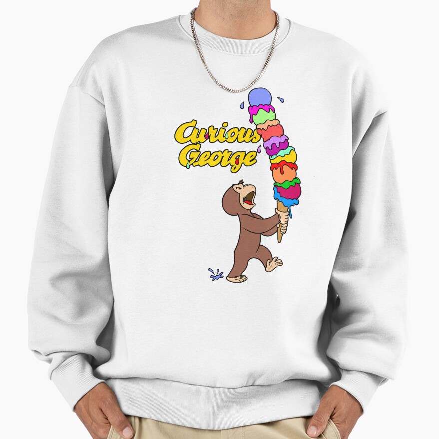 Cute Curious George Ice Cream Treat Sweatshirt - Image 2