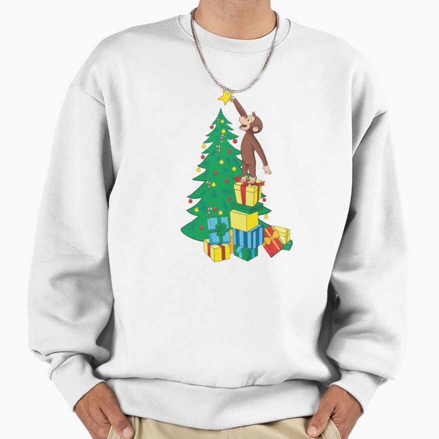 Cute Curious George Christmas Design Sweatshirt