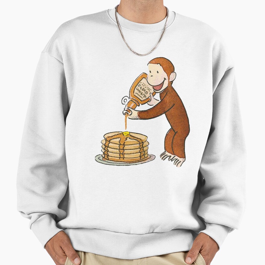 Cute Curious George Making Pancakes Sweatshirt - Image 2