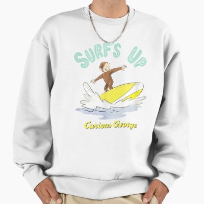 Funny Curious George Surfs Up Surfing Portrait Sweatshirt