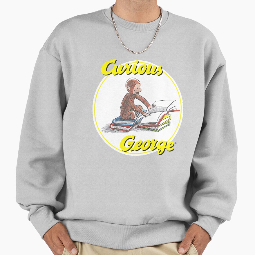 Vintage Curious George Reading Poster Sweatshirt - Image 4