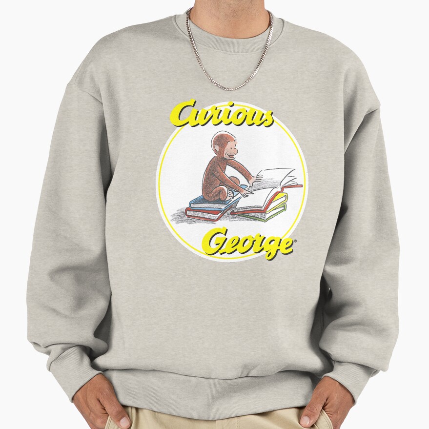 Vintage Curious George Reading Poster Sweatshirt - Image 3