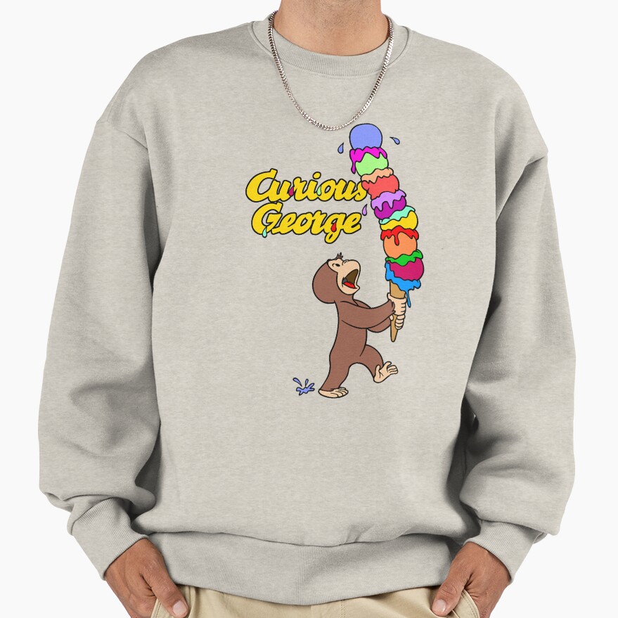 Cute Curious George Ice Cream Treat Sweatshirt - Image 3