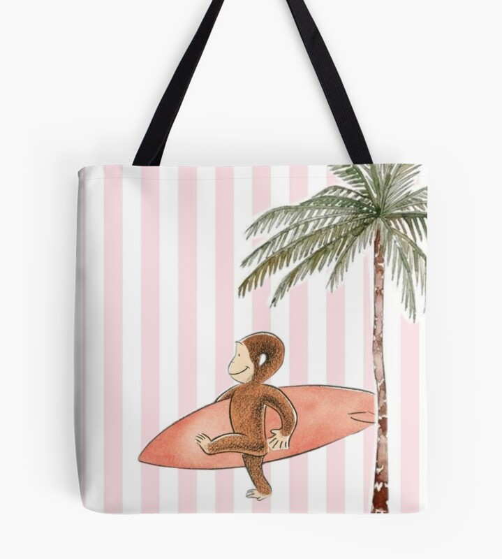 Cute Curious George Pink Girly Design Tote Bag