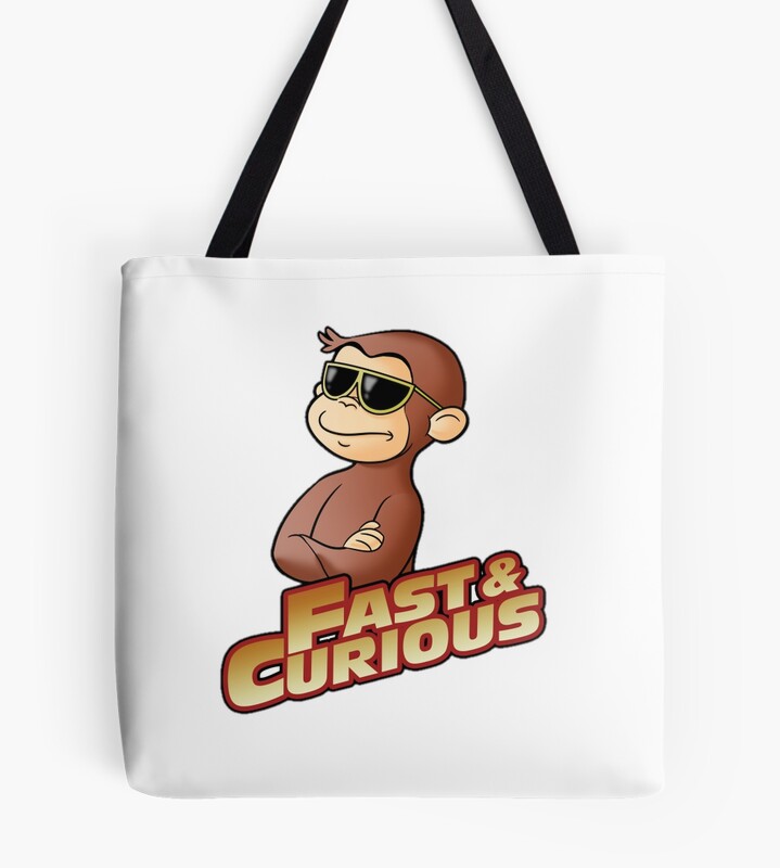 Cheerful Curious George Character Tote Bag