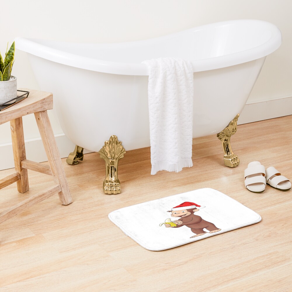 Cute Curious George Winter Banana Bath Mat - Image 2