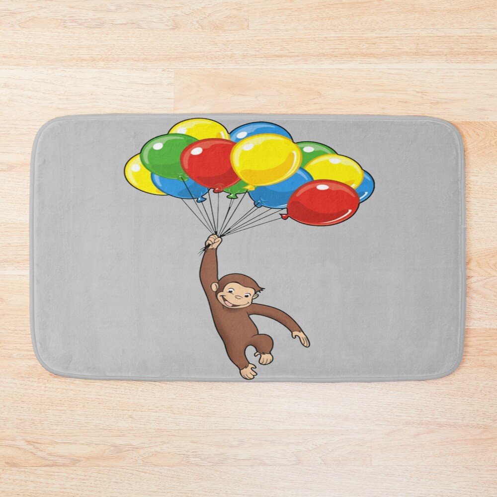 Happy Curious George Balloons Bath Mat