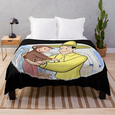 Playful Curious George Characters Throw Blanket