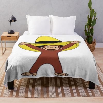 Vintage Curious George Artwork Throw Blanket