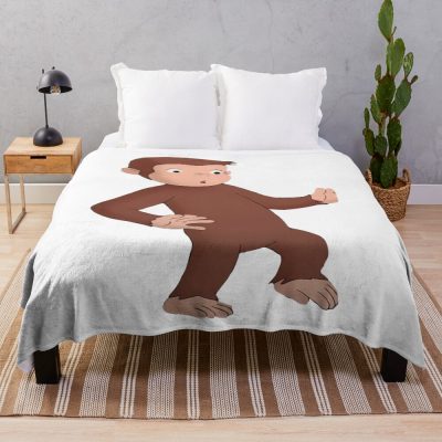 Cute Curious George Cartoon Throw Blanket